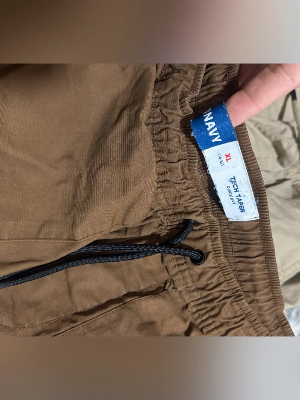 2 Pair- Old Navy Boys XL 14-16 Tech Taper Cargo Pants 2 Pair Lot Tan Brown